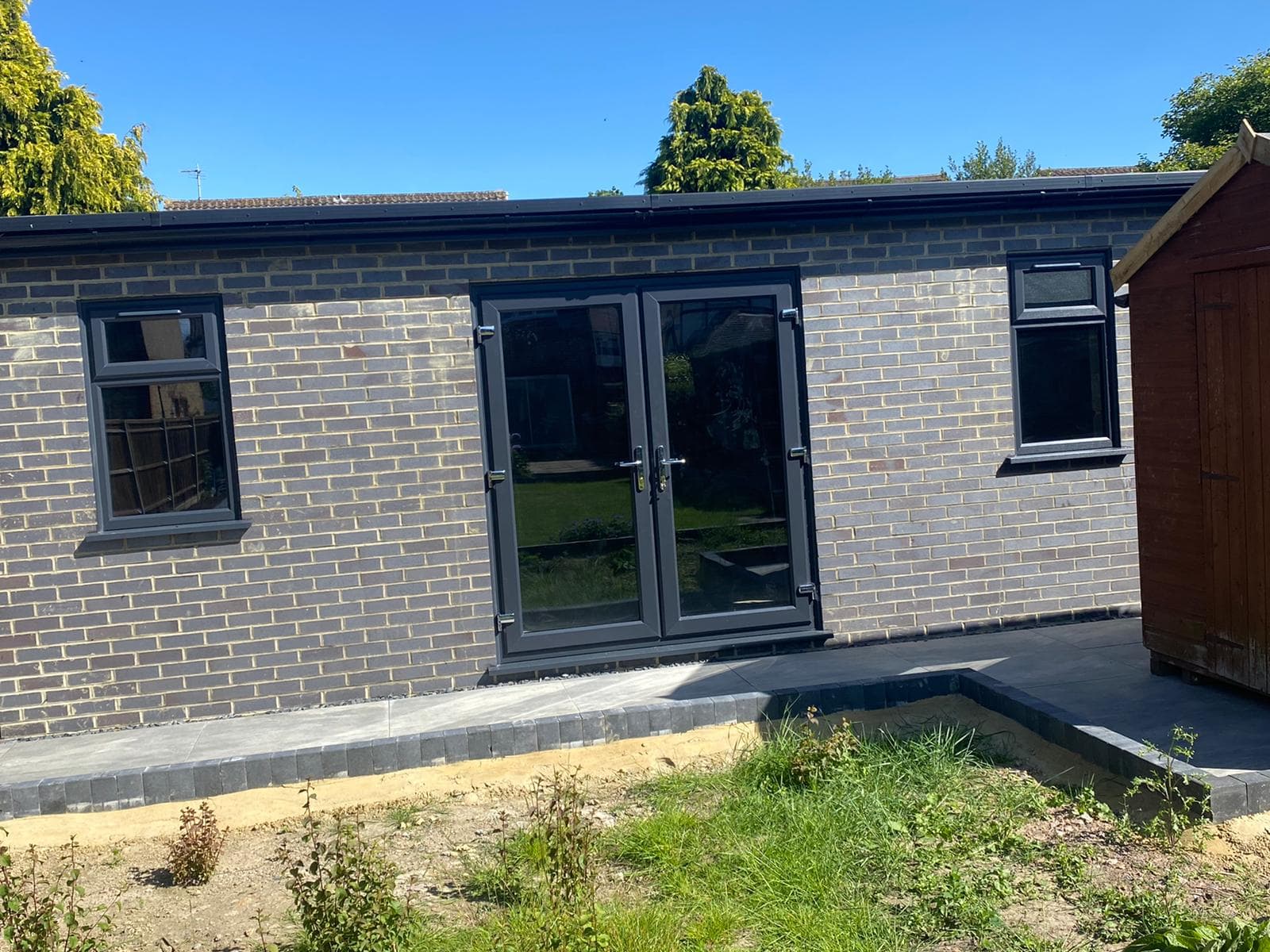 Anthracite French doors to garden