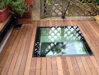 Walk-on glass rooflight in decking