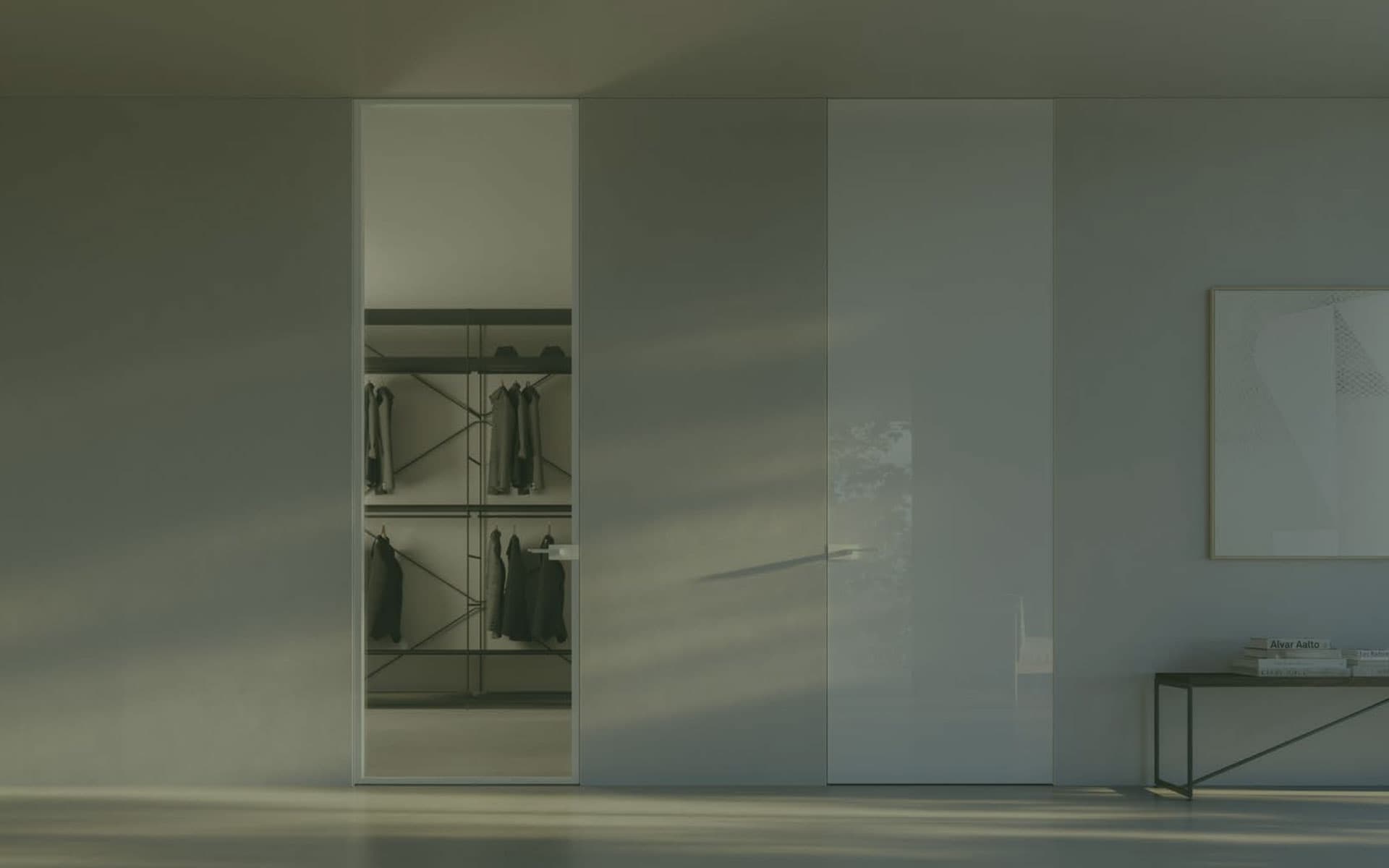 Aluminium internal doors used as room dividers