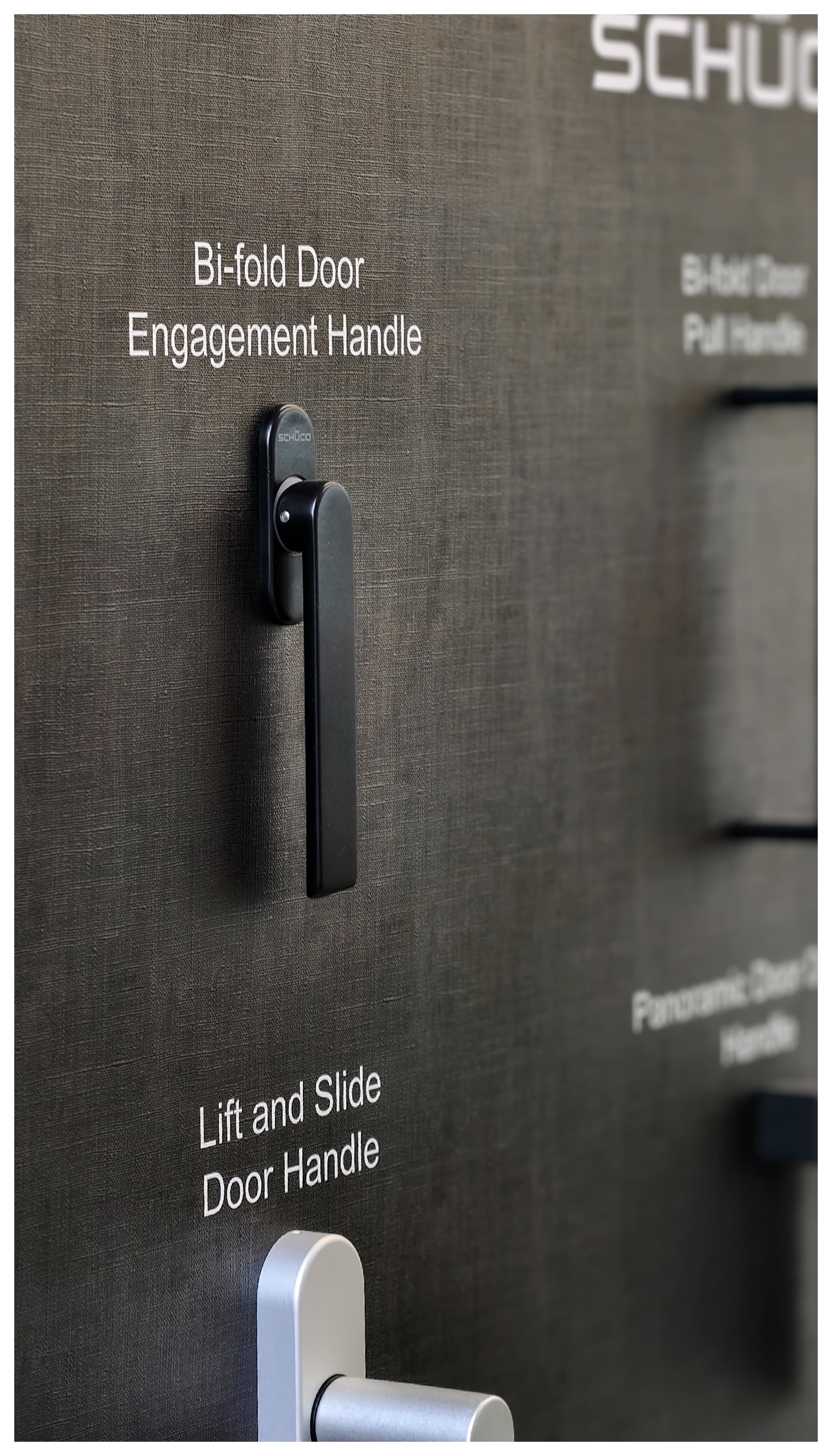 Schuco premium door handle display in showroom