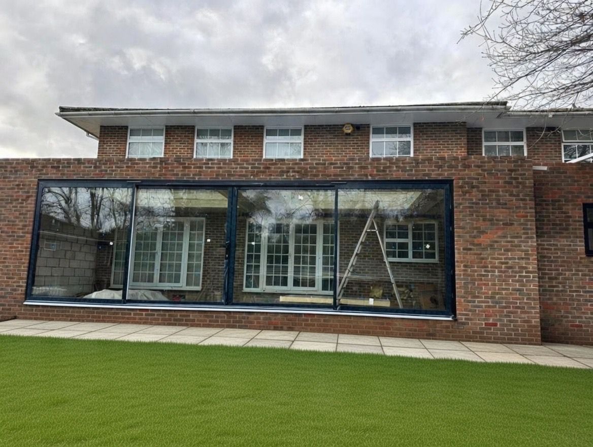 Cortizo aluminium sliding doors fitted on a contemporary UK home extension